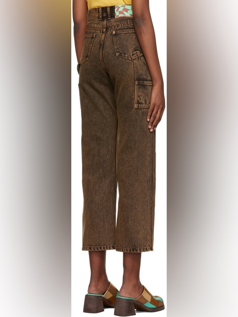 Andersson Bell Orange Brown Bauhaus Patchwork Straight Leg Jeans Wms Sz 28 - Picture 3 of 5